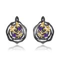 Abiding OEM Natural Jewelry Amethyst Gemstone Earrings 925 Sterling Silver Vintage English Lock Earrings