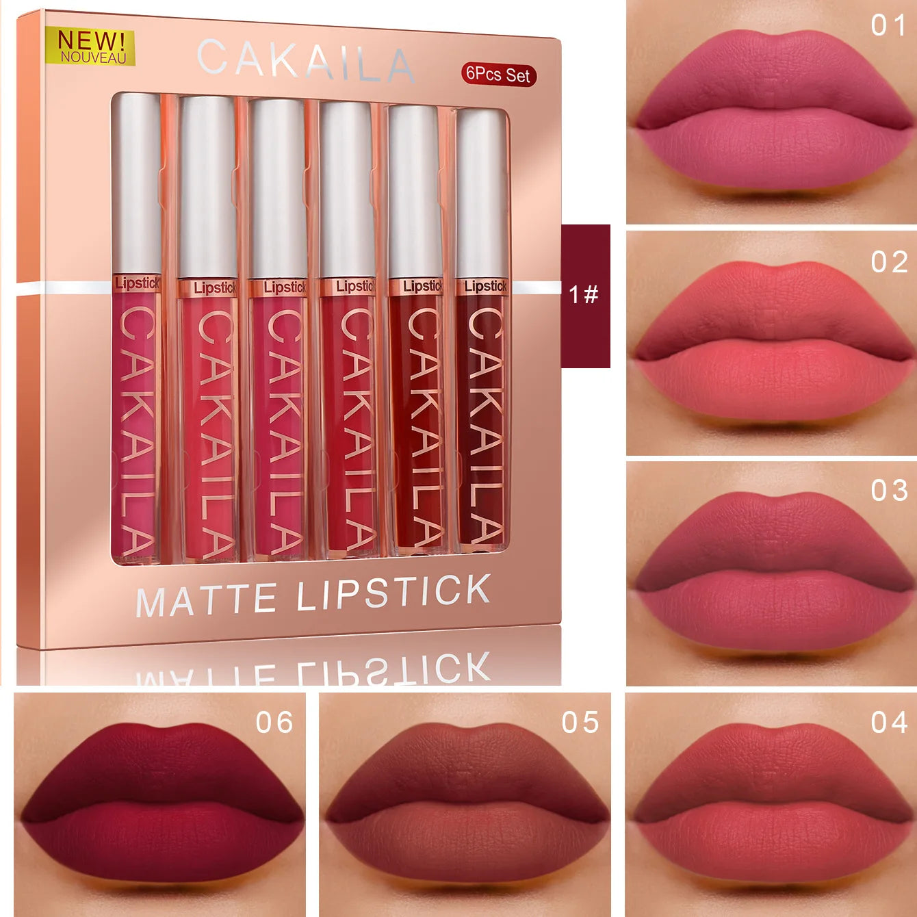 OEM Velvet Matte Lip Gloss Set 6PCS Long Lasting Waterproof Makeup in Gift Box