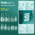 Nailpop 600PCS Ballerina Almond Press-On False Nails Soft Artificial Nail Extensions Full Cover Medium Length Salon Quality Home