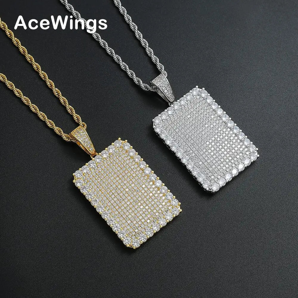 CN330  Brass Prong Setting Zircon Pendants Full CZ Iced Out Hip Hop CZ Necklace Bling Bling Jewelry