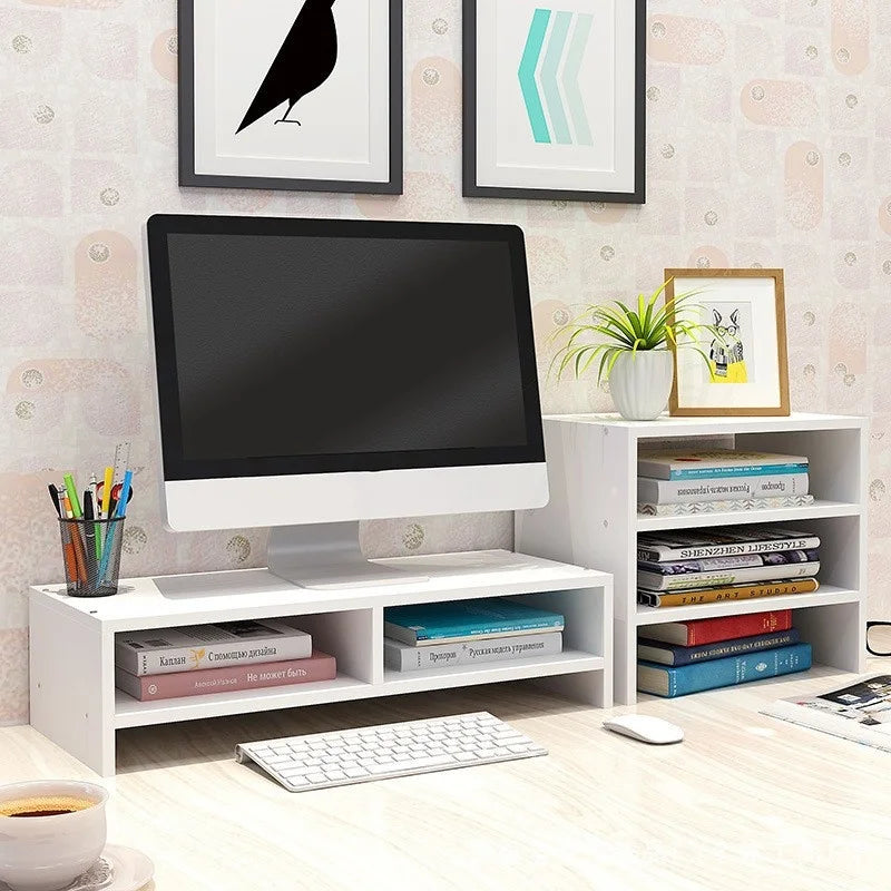 Modern Simple Mini Multi-Function TV Stand Double Tiers Desktop Laptop Computer TV Screen Monitor Riser Shelf for Multi-Features