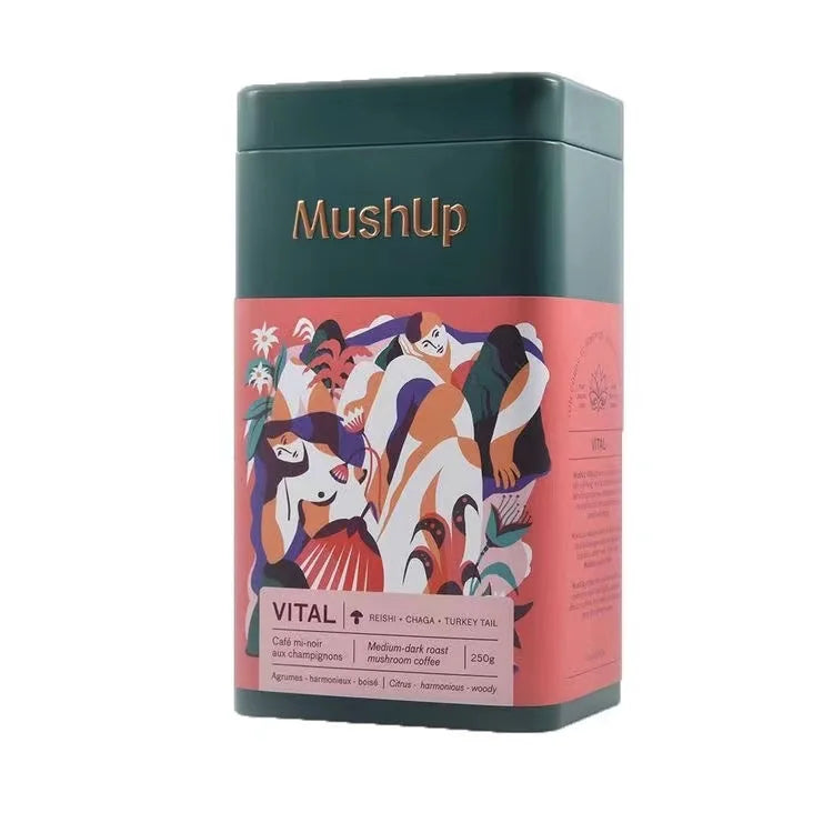 Custom Printed Rectangle Empty Coffee Cans Metal Metallic Coffee Bean Tin Tea Tin Can Food Grade Packaging Can