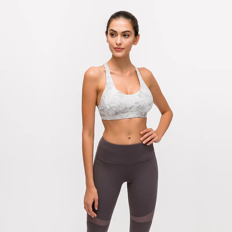 Summer Sports Wear Breathable Quick Dry Sweat-Wicking Cross High Impact Sport Yoga Bra Top