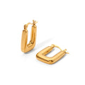 Classic Design Stainless Steel 18K Gold Plated Geometric Square U Shape Hollow Hoop Earrings for Women