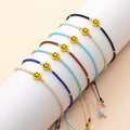 Small Seed Beads Adjustable Lampwork Glass Letter Children's Trendy Anniversary Macrame Bracelet