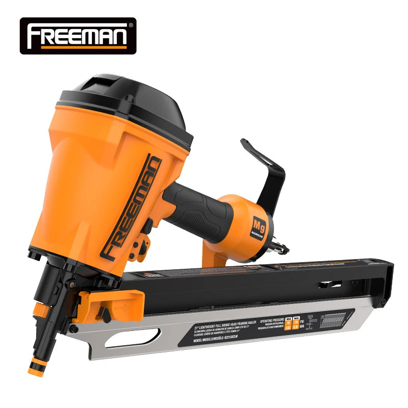 Freeman L2183 21 Degree Lightweight Aluminum Alloy 2 3 1/4 Inch Wood Pallet Nail Gun Pneumatic Air Framing Nailer 60-Piece