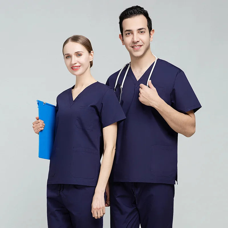 Best Selling High Quality Women Men Doctor Hospital Uniform Cotton Polyester Scrubs Set Custom Dental Clinic Nursing Uniforms