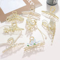 Metal Rhinestone Pearl Shark Hair Claw Clip Shiny Luxurious Diamond Hair Clip Women Large Pinzas Para El Cabello Por Mayor Claw