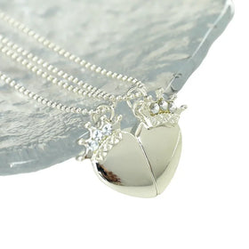 2Pcs/Set Magnetic Heart Puzzle Necklace for Best Friend Attract Each Charm BFF Couple Necklace for Girl Boys Girls