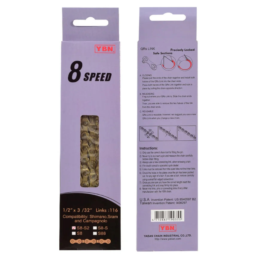 YBN 8 9 10 11 12 Speed Taiwan High Quality Mountain Bike MTB Road Bicycle Chain 116 Segment Bicycle Chain