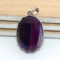 DIY Designer Handmade Charorite Natural Purple Agate Gemstone 925 Sterling Silver Jewelry Silver Plated Crystal Pendent
