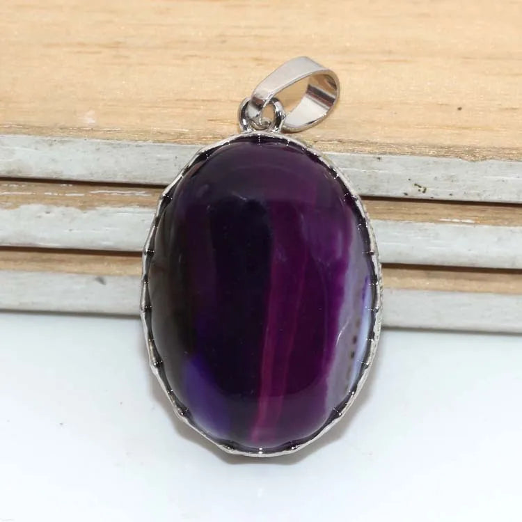 DIY Designer Handmade Charorite Natural Purple Agate Gemstone 925 Sterling Silver Jewelry Silver Plated Crystal Pendent