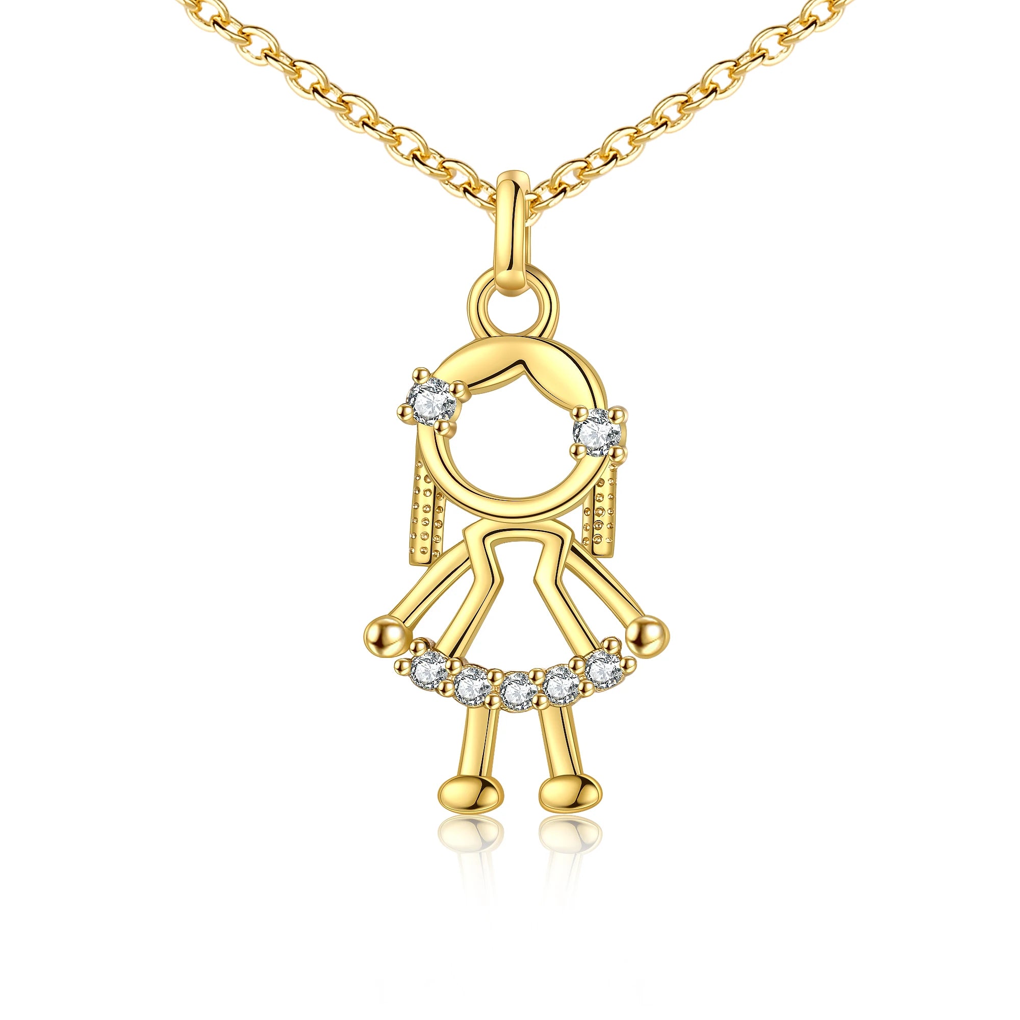 Wholesale Trendy 18K Gold Plated Brass & Zircon Geometric Unique Design Pendant Necklace for Unisex Wedding Gift