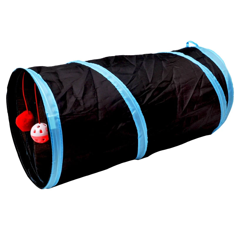 Cat Tunn CatToy Foldable Joinable Tunnel Tubes Toys Collapsible Cat Tunnel with Tinkle Bell Toy and Plush Ball for Cats Kittens