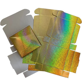 Christmas Gold Glitter Holographic Gift Boxes Sparkling Metallic Gold Cosmetics Boxes Mini Gift Boxes Wholesales