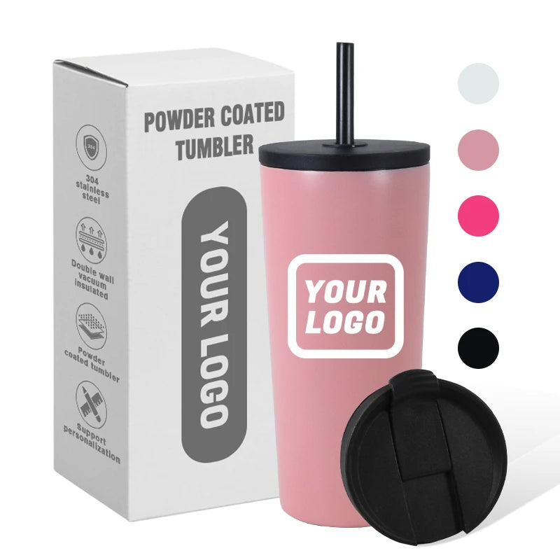 Customized logo 16oz 20oz 24oz Stainless Steel Coffee Insulated Vacuum Travel Mug with Dual Lids