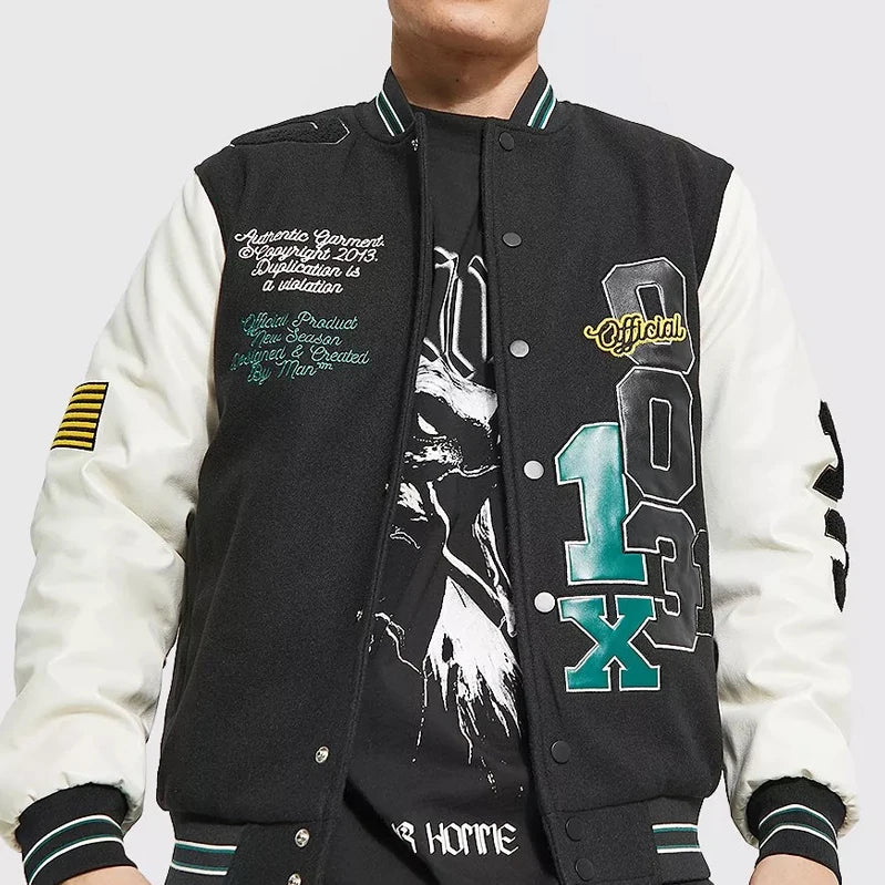 OEM Custom Patch Chenille Embroidery Streetwear Plus Size Coat Varsity Jacket for Men