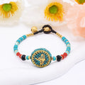 Adjustable Turquoise Alloy Beads for Bracelet New Ethnic Style Retro Bohemia Handmade Design Fashion String Bracelets