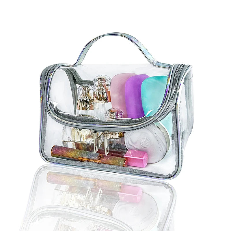 Custom Logo Pvc Clear Women Cosmetic Storage Bag Plastic Travel Organizer Transparent Zipper Cosmetic Makeup Bag