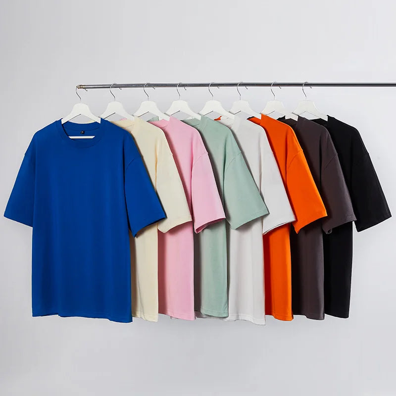 High Quality Custom Heavyweight 100% Cotton Blank T-Shirt Plus Size Men's Streetwear Embroidered