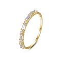 Simple Fashion Silver Zircon Golden Rings Sterling Silver 925 High Jewelry Geometric Women's Ring