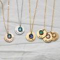Fashion Stainless Steel DIY 12 Colors Birthstone Custom Engraved Round Pendant Necklace