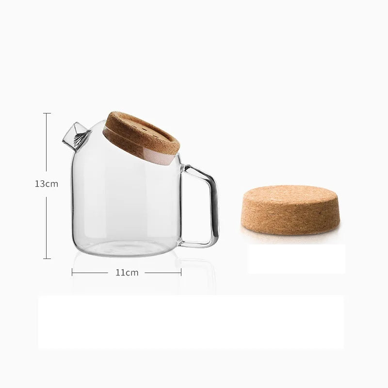 Japanese Glass Carafe With Corkwood Lid Water Pitcher Borosilicate Glass Water Jug Carafe