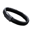 Wholesale Luxury Men's Vintage Braided Magnetic Clasp Black Snap Alloy Leather Beaded Bracelet Bangles for Wedding Engagement