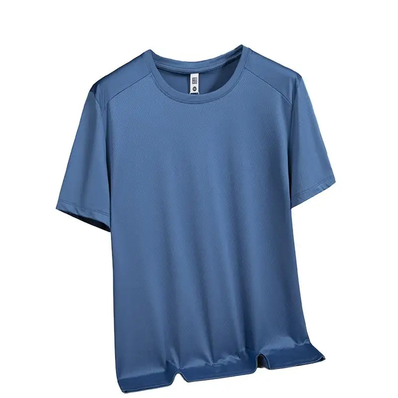 Wholesale Men's Casual Seamless Ice Silk T-Shirt Quick-Drying Oversized Sports Top Breathable Solid T-Shirt