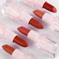 Wholesale 14 Colors Transparent Lipstick Neutral Color Velvet Vegan Square Tube Matte Lipstick Custom Private Label