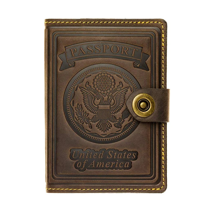 Hot Sale Top Grain Genuine Leather Passport Holder RFID Blocking Card Holder Leather Passport Holder Cover