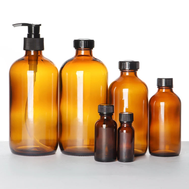 Empty Transparent 30ml Glass Dropper Bottle 1oz-32oz Round Boston Serum Bottle for Face Cream Skin Care Cream Wigs