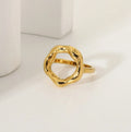 Minos Wholesale Custom Women Jewelry 18k Gold Plated Stainless Steel Waterproof Irregular Circle Finger Ring Circle Ring