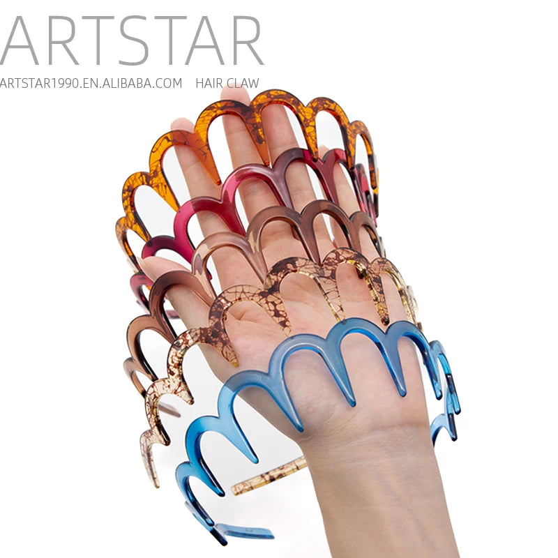 Artstar 4095 Beauty Women Hair Accessories Zigzag Plastic Headband Twist Crown Hairband