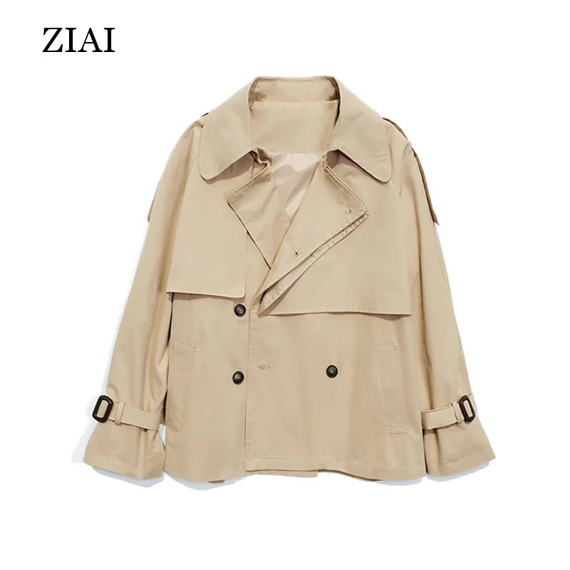Hot Selling Warm Trench Coats Khaki Jacket Spring Short Warm Jacket for Ladies Women's Jackets Wind Breaker Women
