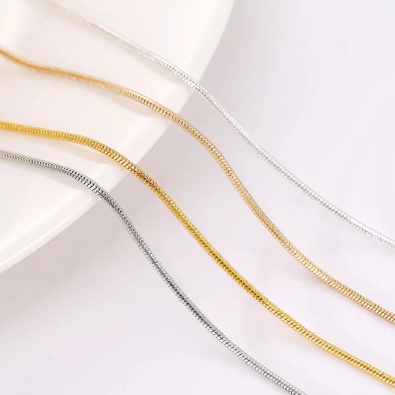 Brass Copper 1.2mm in Meters Wholesale Custom Jewelry Finding Hexagonal Round Silver Gold Snake Chains