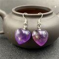 DIY Wholesale Natural Amethyst Heart Earring for Women Jewelry Crystal Heart Earrings