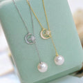 N482 9-10mm DIY Natural Freshwater Pearl Charm Pendant Necklace Chain Accessory 925 Sterling Silver Jewelry for Women