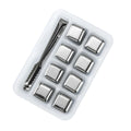 Party Restaurant Bar Whiskey Stone Cubes 8 Pieces Freezing Reusable Stainless Steel Ice Cube With Tongs and Storage Tray