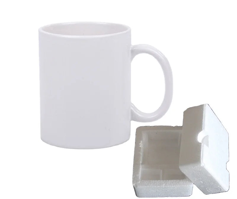 11oz Ceramic Sublimation Mug Wholesale Sublimation White Blanks Tumbler With Foam Box