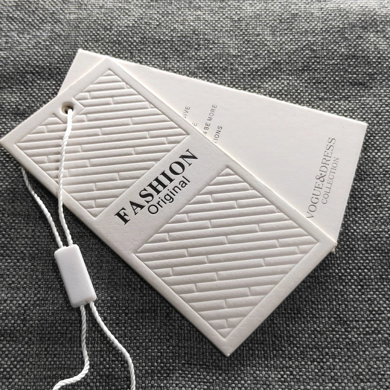 Luxury Thick Paper Cardboard hang Tag Garment Hangtag Swing Tag with Strings for Clothing and Bag