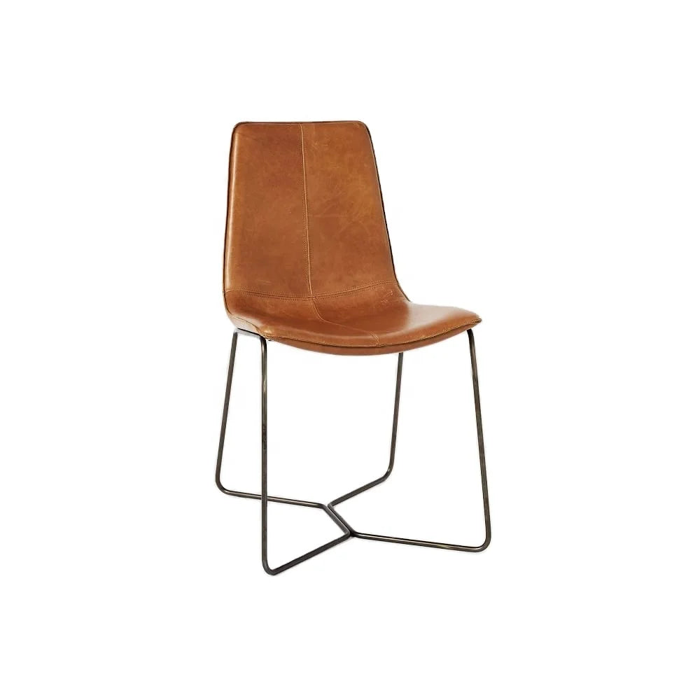 Modern Dining Room Stainless Steel Leather Upholstered Dining Chair Restaurant Chairs