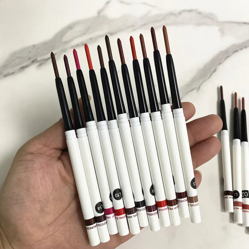 Wholesale Mineral Creamy 15 Colors White Tube Lip Liner Pencil Vegan High Pigmented Waterproof Sunscreen Brown Matte Makeup