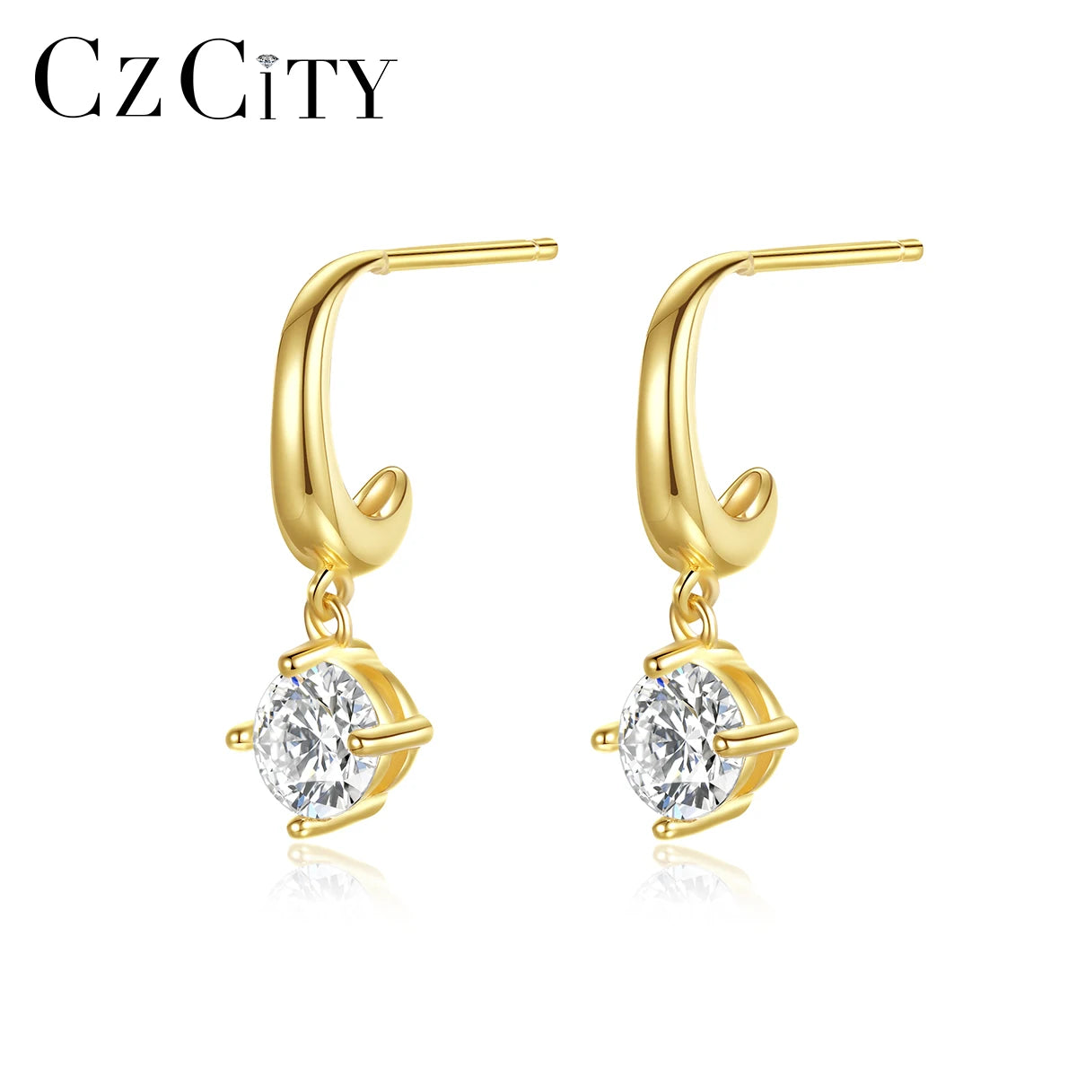 CZCITY Sterling Silver 925 Popular Earing Woman Small Ear Hook Minimalist Jewelry 2026 Gold Drop Earring