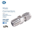Stainless Steel Pneumatic Tube Fitting Male Connector Union Polished Surface Treatment