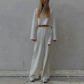 Custom Women Knitted Jogging Wide Leg Pants High Waist Aesthetic Jogger Trousers Women Straight Leg Sweatpants
