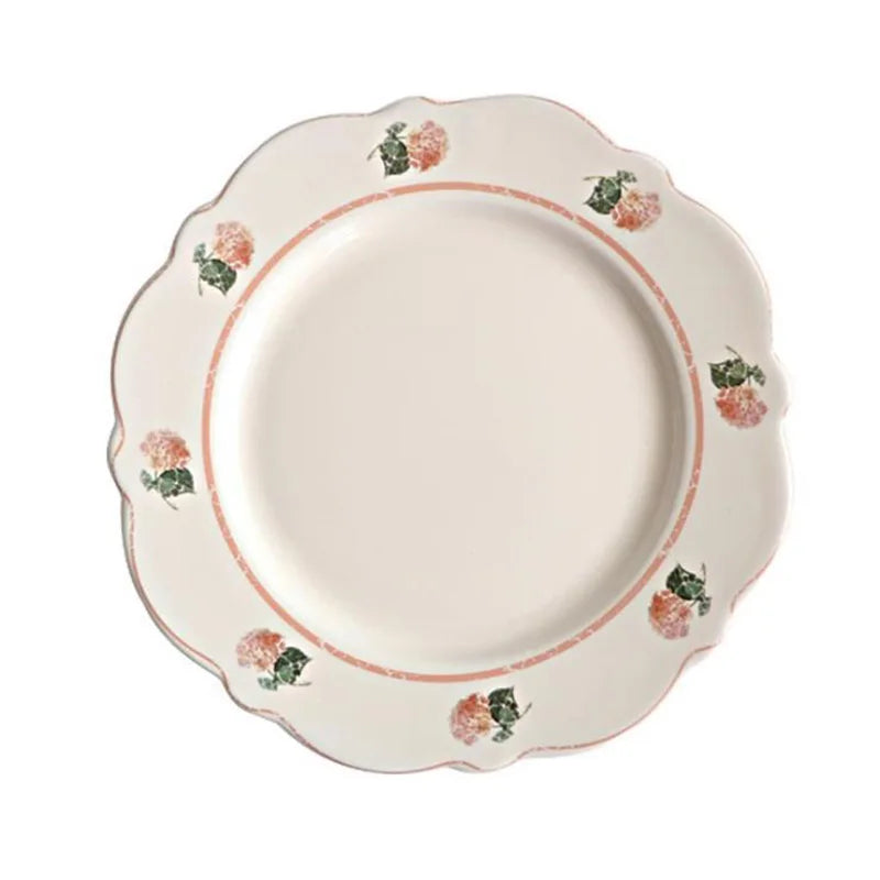 Solhui  Japanese Hand-Painted Ceramic Flower Salad Dessert Plate Kitchen Dinner Tableware Plate