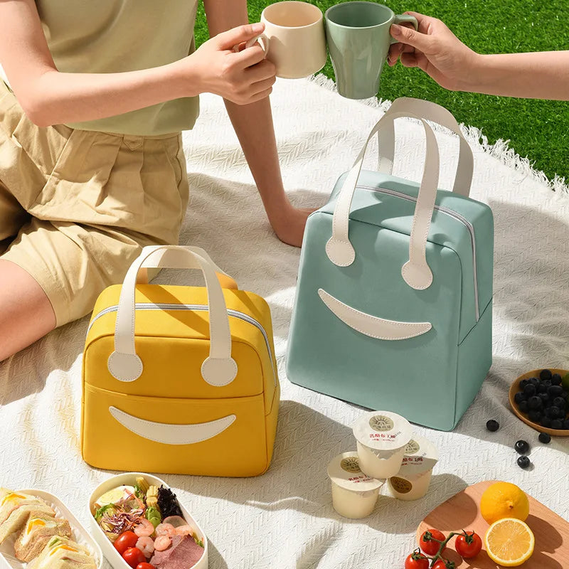 Portable Student Aluminum Film Thermal Insulation Food Storage Bag Fabric Picnic Food Storage Bag