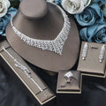 Classic Style Bridal Jewelry Set Zircon AAA Platinum for Wedding Engagement Party Gift for Ladies-Includes Necklace Bracelet