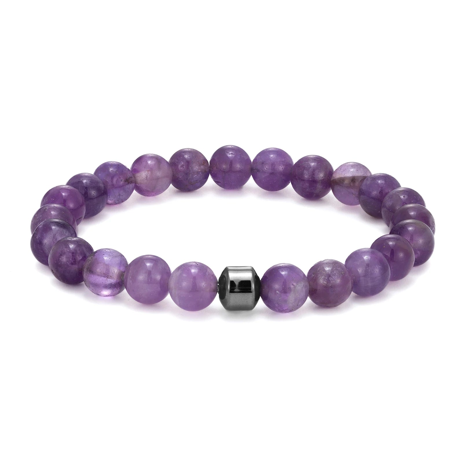 Natural Stone Amethyst Purple Gemstone Men Healing Bracelet Spiritual Protection Balance Meditation Grounding Bracelet